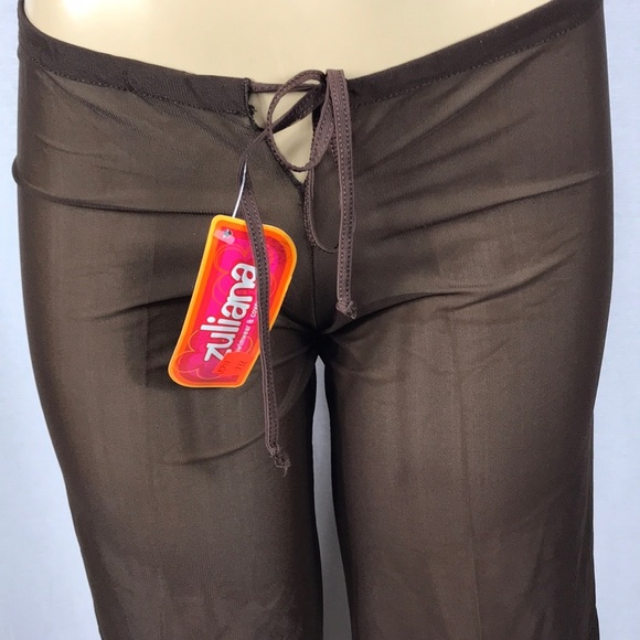 Zuliana Size XL Brown Mesh Waist Tie Beach Pants. Made in USA. New With Tags. - Picture 2 of 4